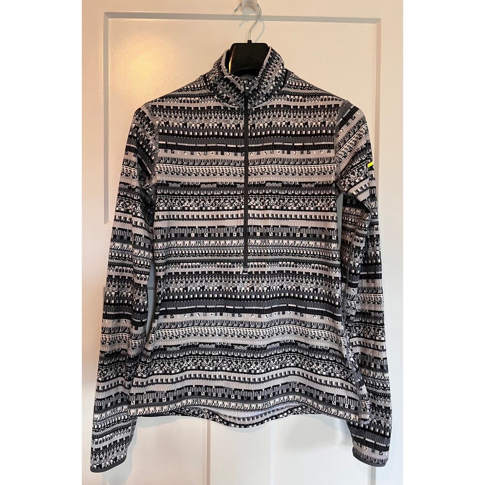 Nike Pro Dri Fit Womens long sleeve 1/2 Zip Size Medium Black White Print Jacket